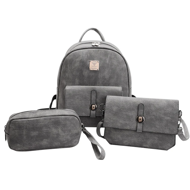 3 шт. рюкзак Для женщин сумка школьные сумки для девочек на ремне Bookbag леди кожаная