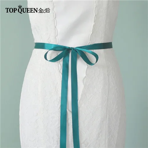 TOPQUEEN S198 Стразы с бриллиантами красивый цвет женский свадебный ремень свадебный пояс Серебряная тонкая лента - Цвет: green