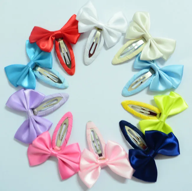 Satin BB clips 10 шт./партия 2,5 ''Твердые атласные бант заколки для волос девочек шпилька детские аксессуары PC033 - Цвет: Satin BB clips