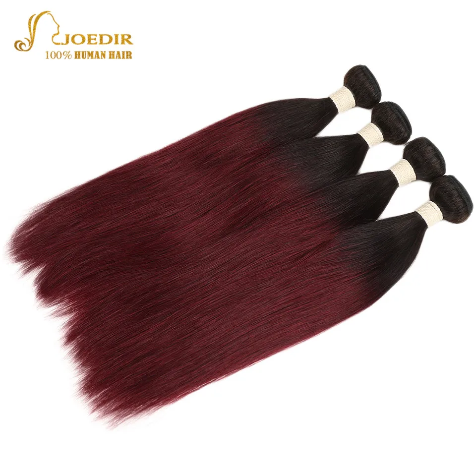 

Joedir Pre-colored 3 Bundles Deal Ombre Peruvian Straight Hair Burgundy Bundles T1B 99J Color Remy Human Hair Weave Bundles