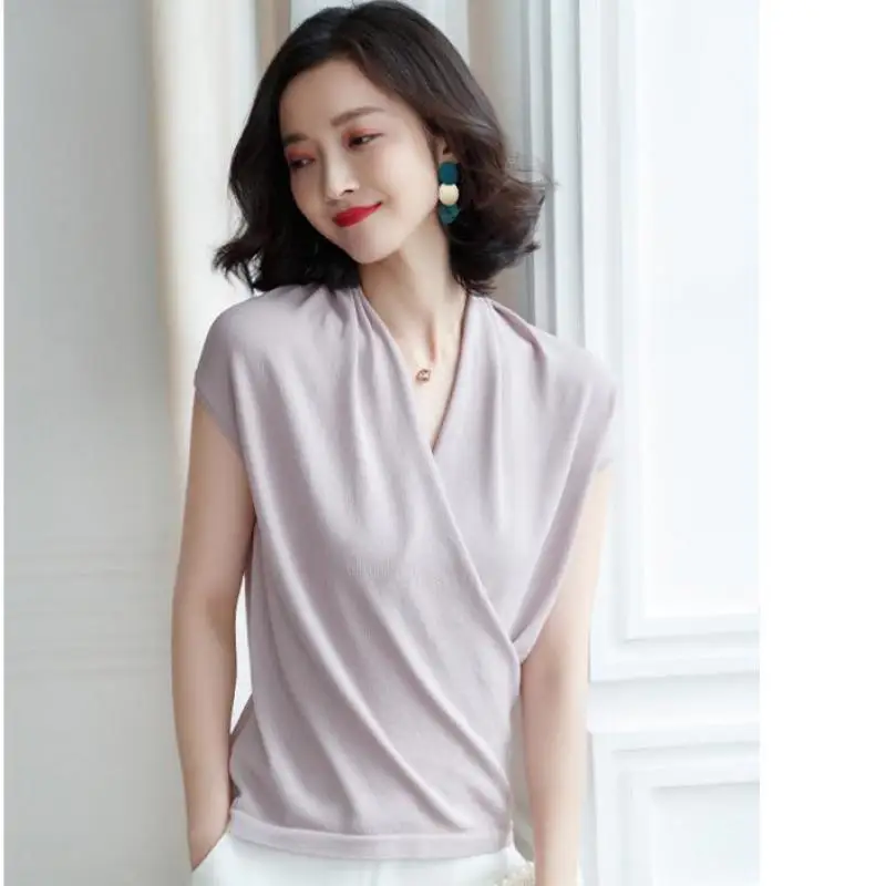 Suvance Summer Office Lady Knitted V Neck 4 Solid Color Sweater Fashion Ice S-l Women Pullover Jl-xy9947 | Женская одежда