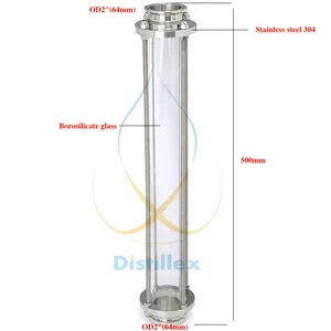 Стеклянная катушка 2 дюйма, внешний диаметр 64 мм, длина L = 500 мм (25 дюймов). Длинный диоптрий, стеклянная башня