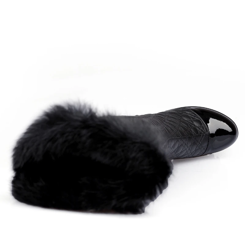 Женские зимние сапоги до колена из кожи с натуральным лицевым покрытием и