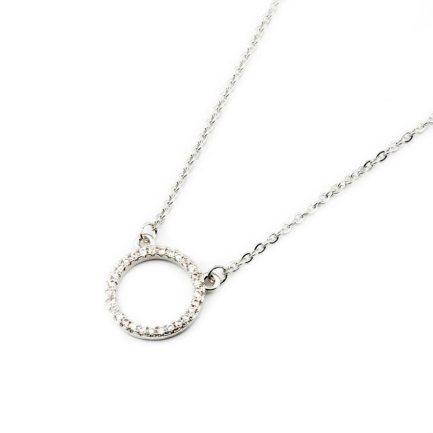 Crystal Eternity Karma Circle Pendant Necklace Micro Pave Cubic Zirconia Simple Round Shaped Chain Women Choker Jewelry|circle pendant necklace|chain