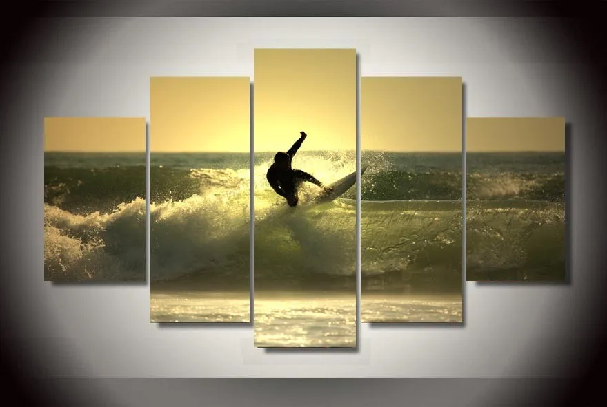 

HD Print 5pcs canvas wall art sea wave seascape painting modern home decor wall art picture living room decor painting /PT0677