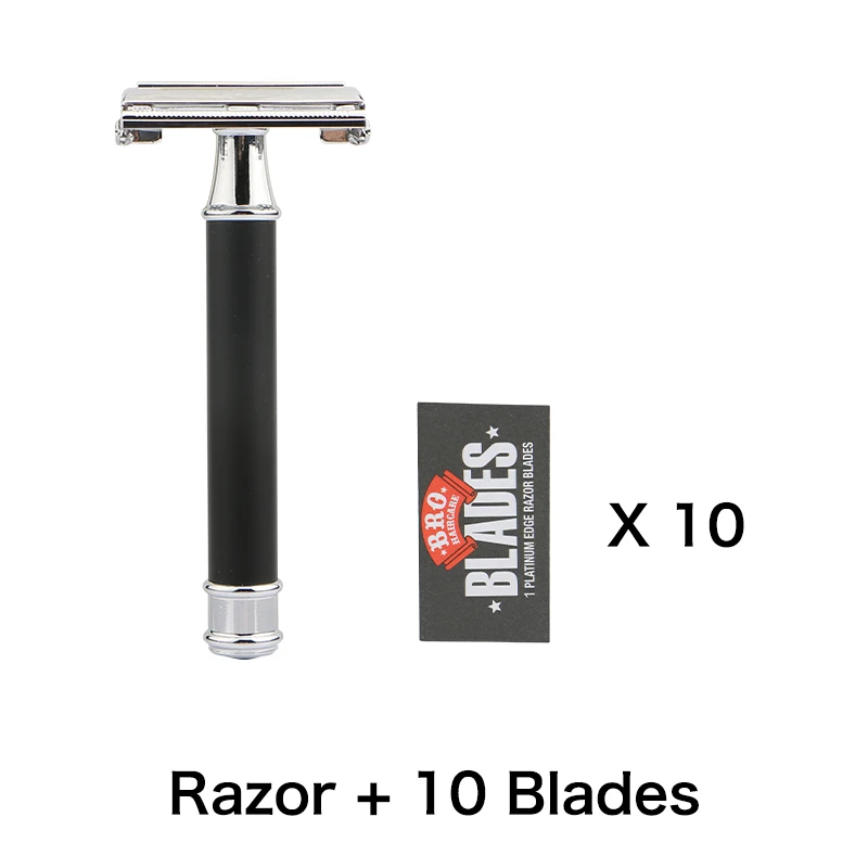 Razor 10 Blades Бритва HAWRAD с бабочкой, Классическая Безопасная бритва для мужчин, 1 Бритва+ 10 двойных лезвий для бритья и удаления волос - Цвет: Razor 10 Blades