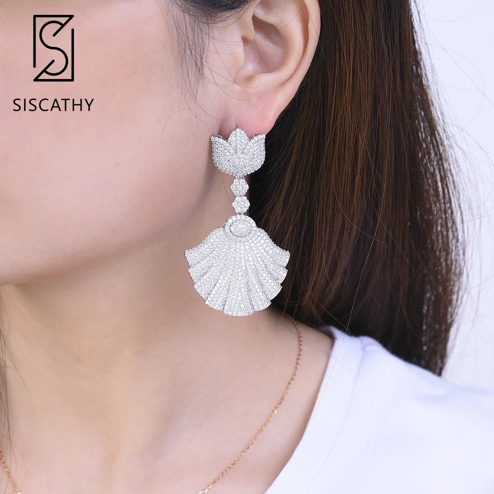 Женские серьги с цветочным кулоном SISCATHY серьги-капельки фианитом в нигерийском