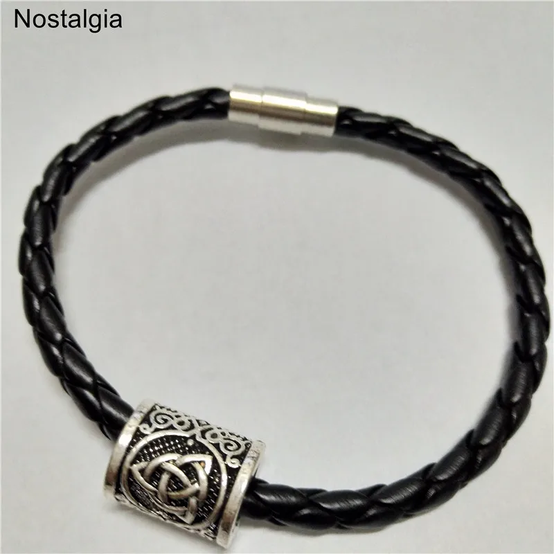 Нордический амулет Рунический бисер с рунами талисман Valknut Vegvisir компас троица символы мужской браслет, Викинг женщин Vikingos ювелирные изделия - Окраска металла: Trinity