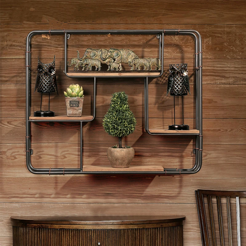 

Mining Iron Style Mural Wall Storage Home Furnishing Dining Room Shelf Cafe Bar Wall Decoration