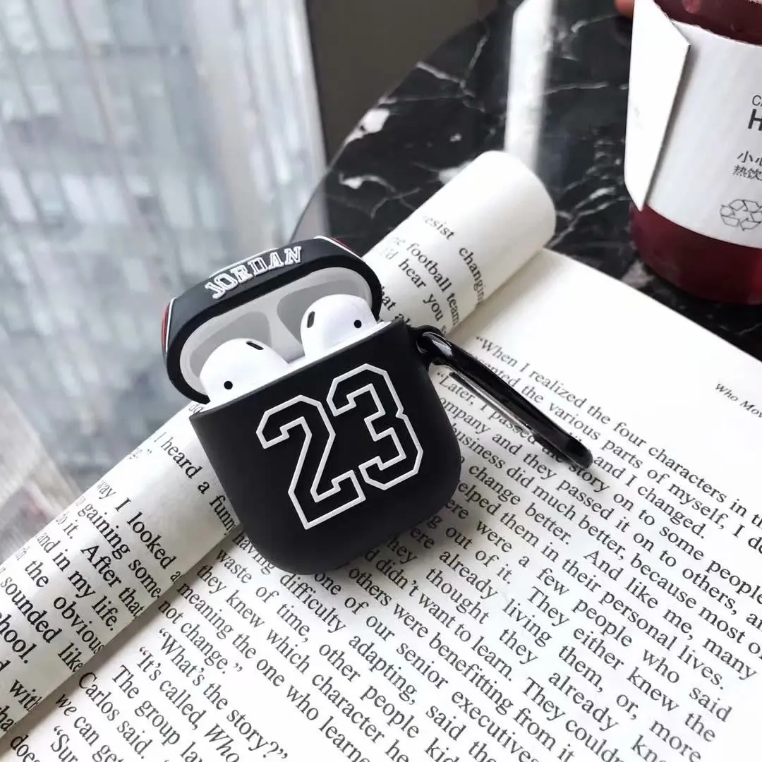 Black Баскетбольный Flyman 23 Майкл Джордан Чехлы для Apple Airpods силиконовый мягкий чехол для Air Pods 2 Airpod Skins защитные обертывания - Цвет: Black