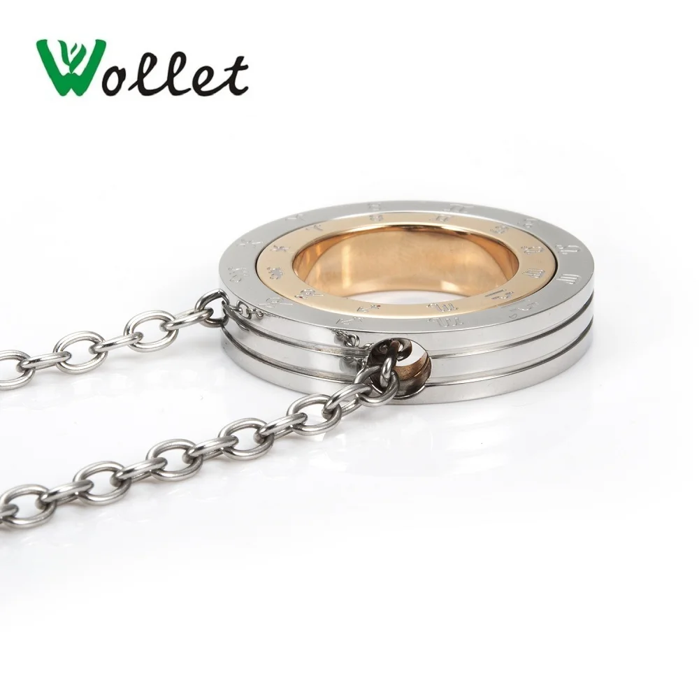 

Wollet Jewelry Couple Pendant Necklace Fashion Simple 316L Stainless Steel For Women Men Double Ring Gold Color