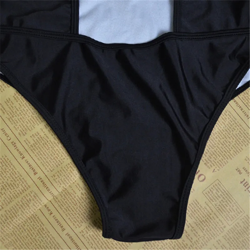 Женские стринги Цельный купальник 2018 молния спереди сексуальный черный монокини