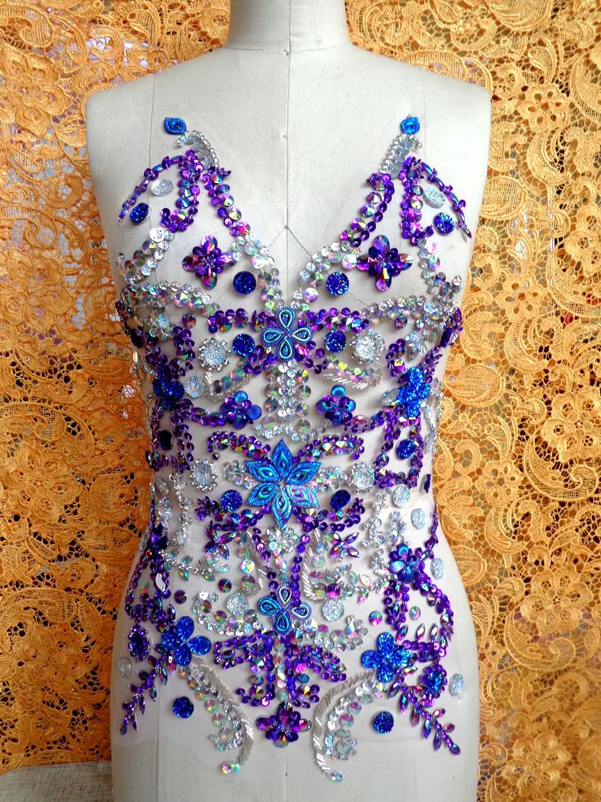 A71 чистый ручной работы пришить стразы аппликация Фиолетовый/прозрачный AB цвет