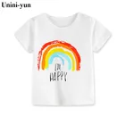 Unini-yun новинка 2017, детская летняя модная хлопковая футболка с короткими рукавами для маленьких девочек, топы, одежда, белые футболки для маленьких девочек и мальчиков