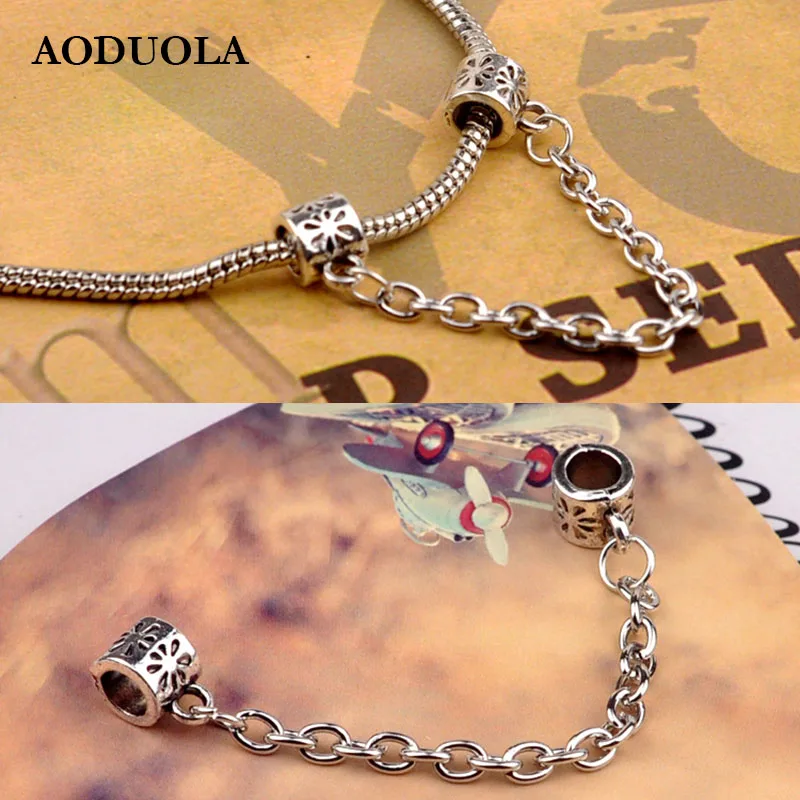 AODUOLA 1 шт. серебряный европейский браслет безопасности цепи DIY