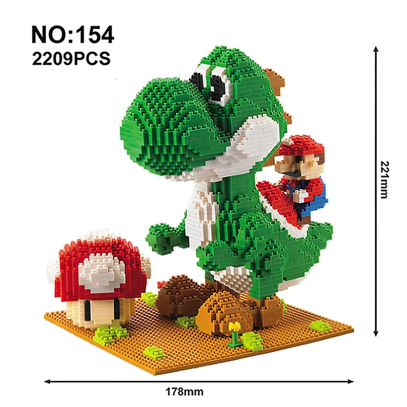 yoshi154 No Box Model Building Blocks Mario Bros Yoshi Series Cartoon juguetes Anime Figures Assembled Mini Brick Educational Toys For Children - Цвет: yoshi154 No Box