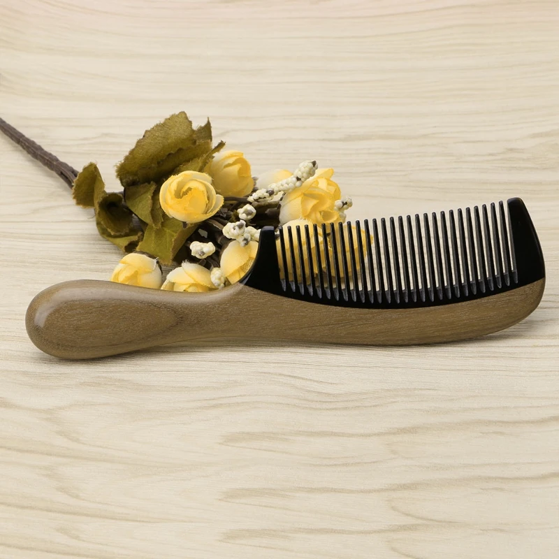 

Pro Natural Ox Horn Green Sandalwood Fragrant Comb Wooden Handle Combs Hair Care