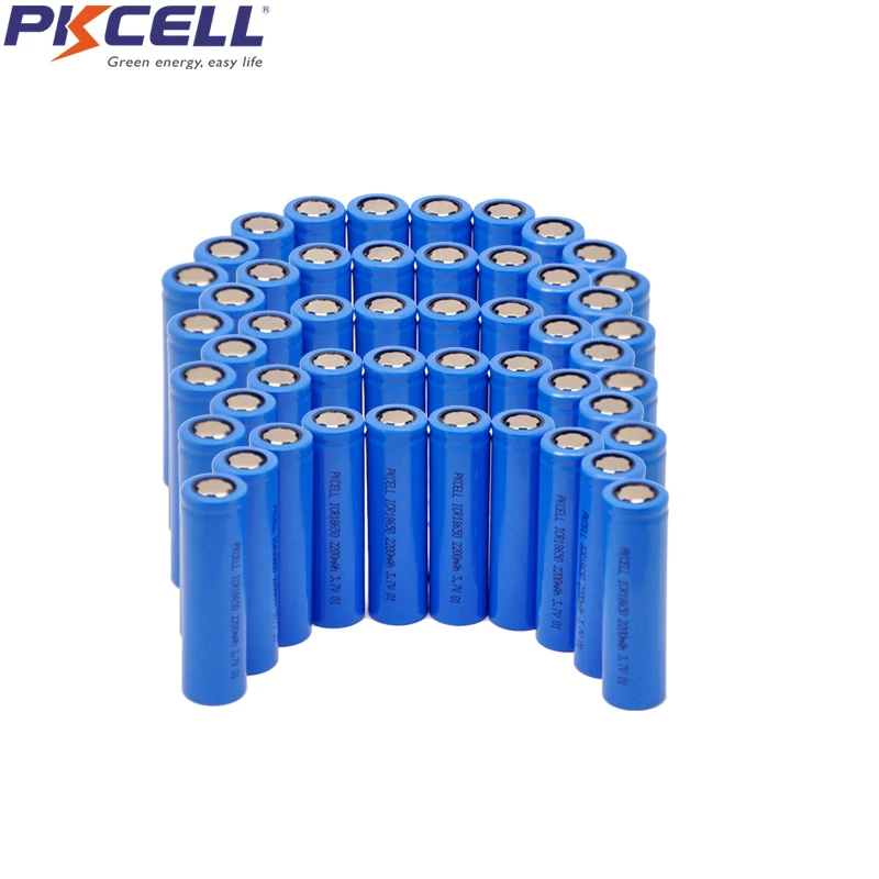 200 шт. PKCELL ICR 18650 ICR18650 3,7 v Перезаряжаемые Li-Ion Батарея 2200 мА/ч, с плоским верхом без Pcm для фонарика