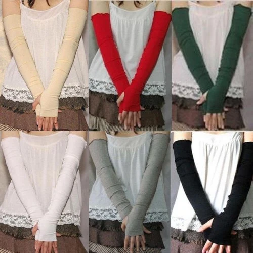 

Hot Sale Women's Cotton UV Protection Arm Warmer Long Fingerless Long Gloves Sleeves Retail/Wholesale 4VSO