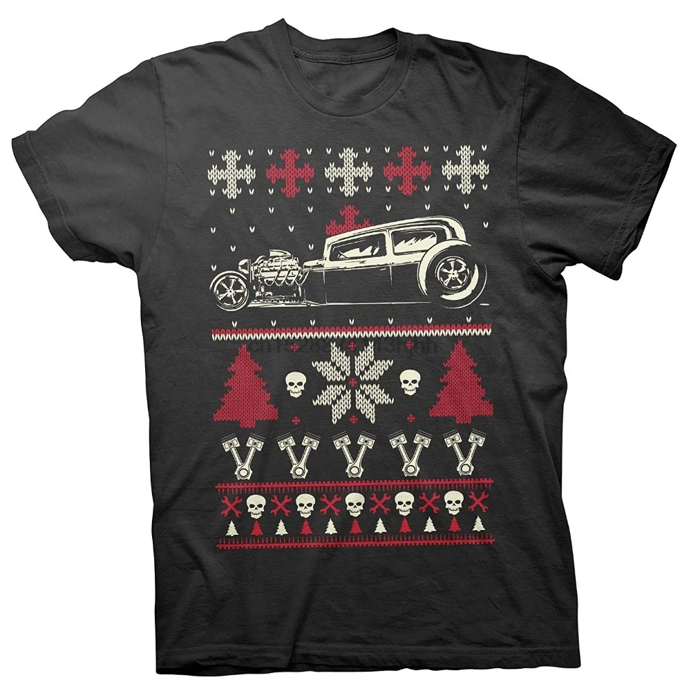 New 2019 Cotton Gearhead CAR - Hot Rod Ugly Christmas Sweater T-Shirt Short-Sleeve | Мужская одежда