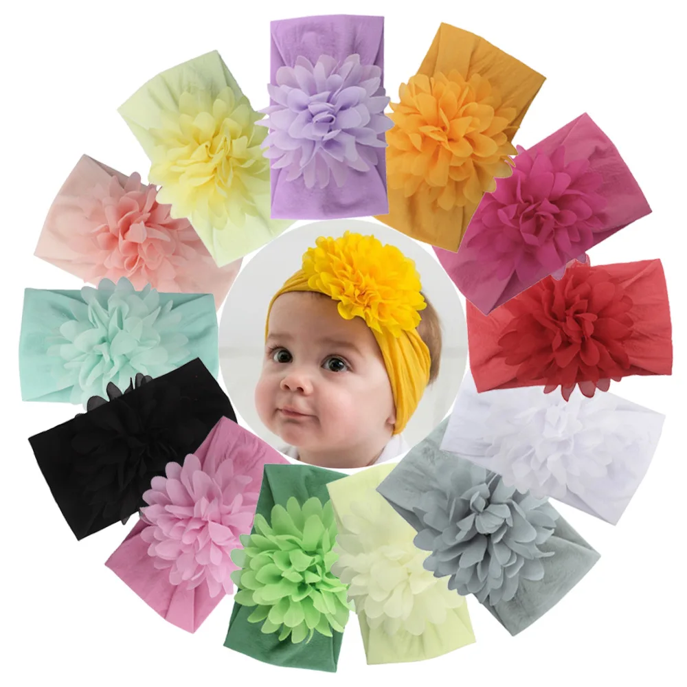 Baby Girl Headbands Sweet Kids Girl Baby Headband Infant Newborn Flower Bow Hair Band Accessories Baby Chiffon Flower Headband