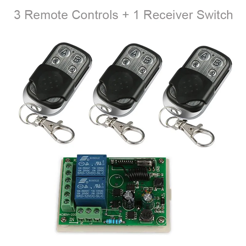 3 RC and 1 Receiver QIACHIP 433 MHz дистанционного Управление переключатель передатчик дистанционного Управление переключатель+ RF реле приемник дистанционного Управление для потолочный светильник - Цвет: 3 RC and 1 Receiver