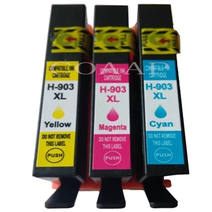3pcs - C M Y Новое обновление 903 903XL совместимый чернильный картридж для hp Officejet Pro 6950 6960 6961 6963 6964 все-в-одном принтер, hp 903XL 907XL - Цвет: 3pcs - C M Y