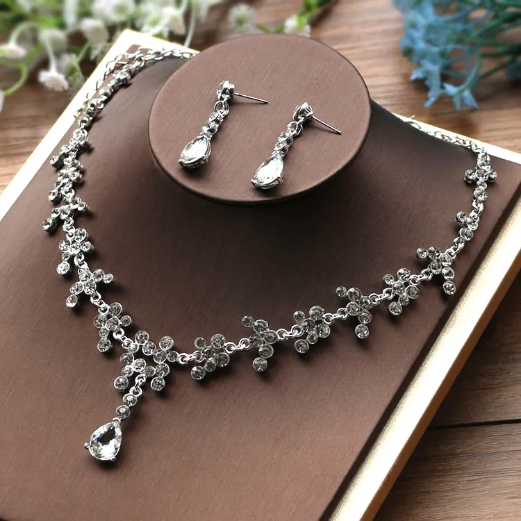 Серьги-гвоздики со стразами joia de cristal Acessorios Do Casamento Colar brincos conjunto de joias mulheres bijoux - Окраска металла: Fig