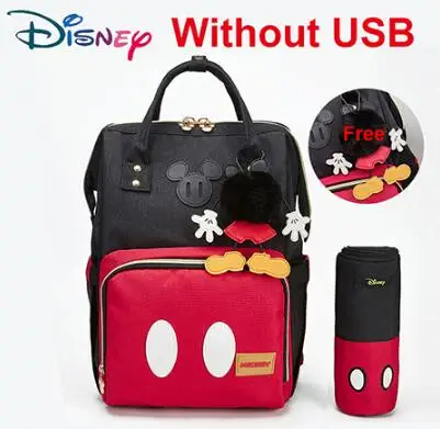 With Hook Сумка для подгузников disney, рюкзак для мам, Детская сумка для мам, сумка для подгузников для ухода за ребенком, дорожная коляска с USB подогревом,, 1 крючок - Цвет: With Hook