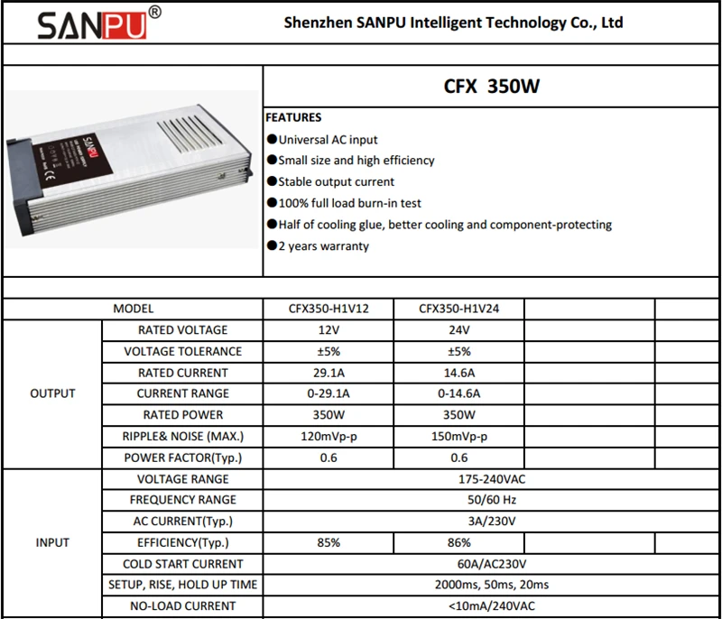 SANPU непромокаемые Питание 24V 350W 15A безвентиляторный тихий постоянного Напряжение DC24V светодиодный драйвер 220-240VAC для 24VDC трансформатор IP63