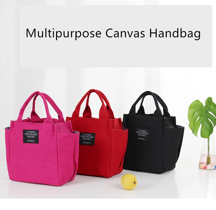 Многофункциональный маленький холщовый портативный Ланчбокс с верхней ручкой