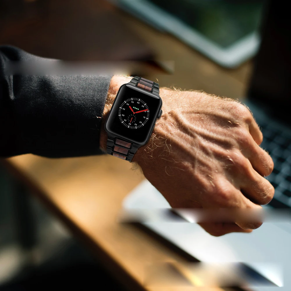 Для наручных часов Apple watch версии качество древесины бабочка туфли с ремешком и