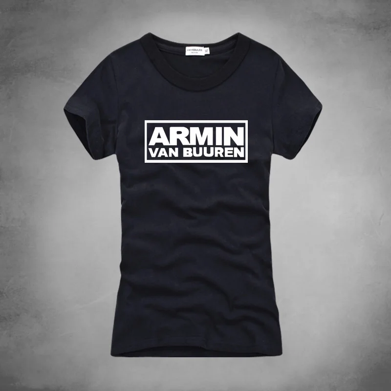 Бренд Armin Van buuren с принтом Новинка 100% хлопок Для женщин рубашка короткий рукав