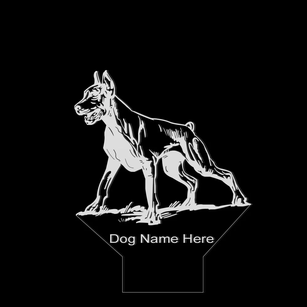 With custom name Doberman Pinscher 3D оптический иллюзионный светильник для детской комнаты, Ночной светильник на заказ, креативный собачий художественный красочный домашний магазин, настольная лампа, подарок - Цвет: With custom name