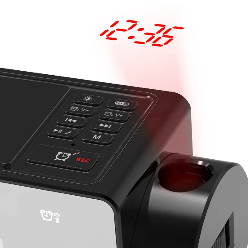 Беспроводная зарядка проекция цифровые часы bluetooth динамик LED большой экран