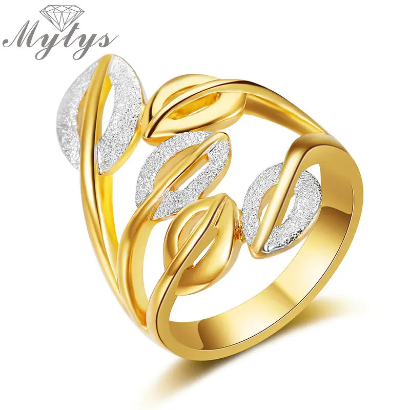 Mytys, черные, серебряные, двухцветные кольца для женщин, модные, вечерние, с вырезами в виде листьев, кольца для девочек, подарок,, Прямая поставка, r1985 - Цвет основного камня: YELLOWR1984