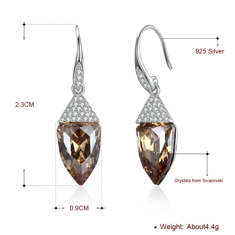 Элегантные женские серьги из кристаллов Swarovski винтажные 925 серебряная серьга-крючок Капля воды для женщин геометрические ювелирные изделия