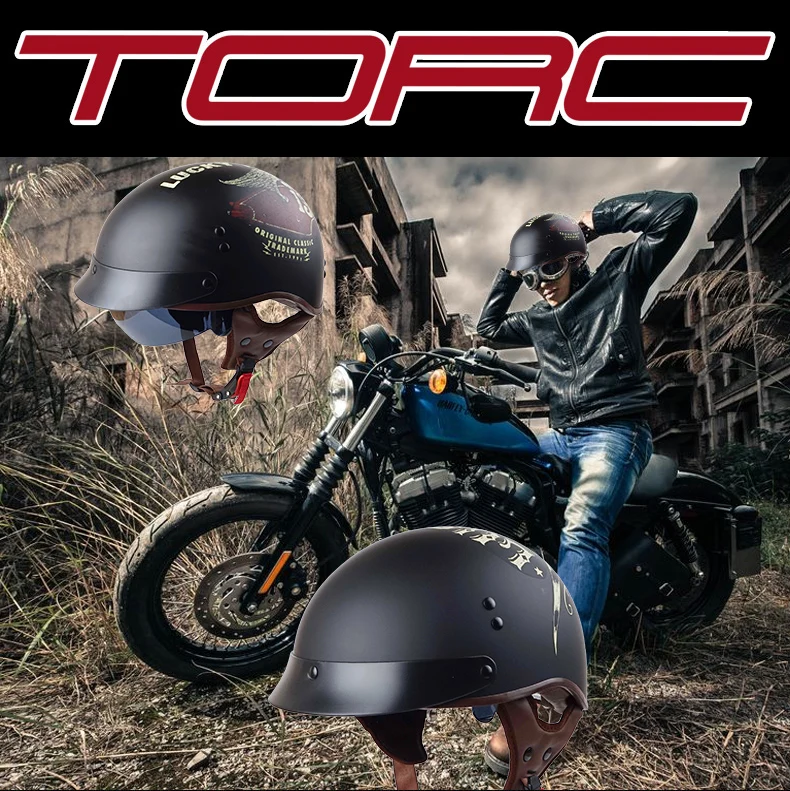 TORC T55 винтажный мотоциклетный шлем Ретро полушлем с внутренним солнцезащитным объективом скутер jet capacete de moto cicleta DOT Casco moto
