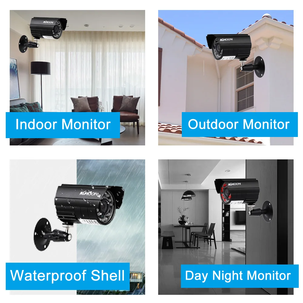 KKmoon 4 шт. AHD 720P Всепогодная CCTV камера s комплект IR CUT color CMOS домашняя система безопасности камера наблюдения комплект