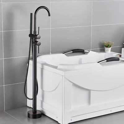 Black B Concealed 4 цвета, кран для ванны, раковины, напольный хромированный смеситель для ванны, отдельно стоящий Набор для горячей и холодной ванны, ручной душ, HD-2678L1 - Цвет: Black B Concealed