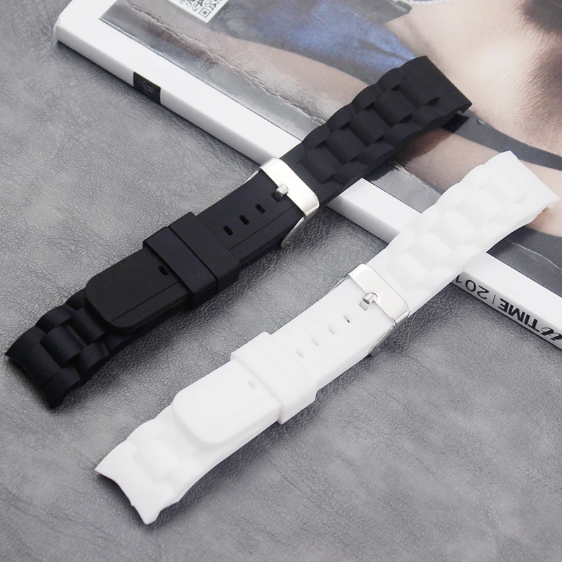 

Watch accessories 20 mm silicone strap waterproof sports casual men and women curved rubber strap pin buckle