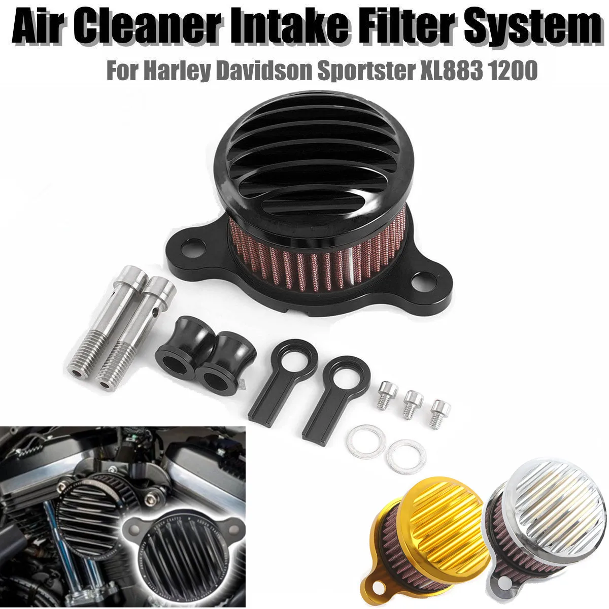 

Новая система воздухозаборника LJBKOALL для мотоцикла, фильтры для Harley Sportster XL 2004 XL1200, черные, хромированные, золотые цвета, 2018-883