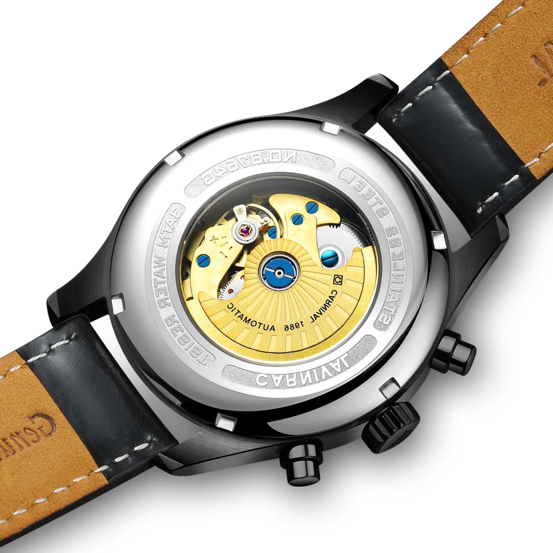 Карнавал автоматические механические часы Для мужчин Нержавеющая сталь