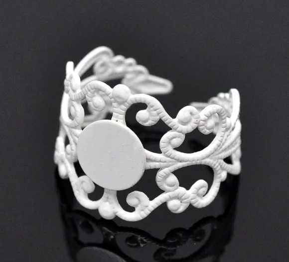 DoreenBeads медные Регулируемые кольца круглые белые настройки кабошона (подходит для