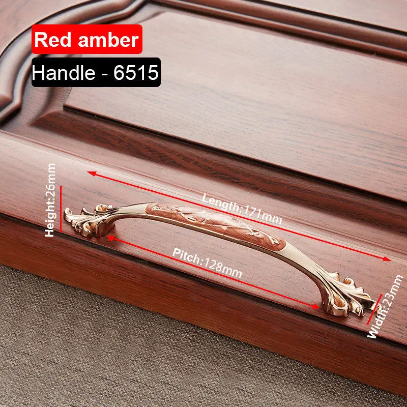 6515-128 Red Amber NAIERDI красный белый Янтарный серии ручки для шкафа цинковый сплав Европейский шкаф ручки для выдвижных ящиков шкаф дверная ручка фурнитура - Цвет: 6515-128 Red Amber