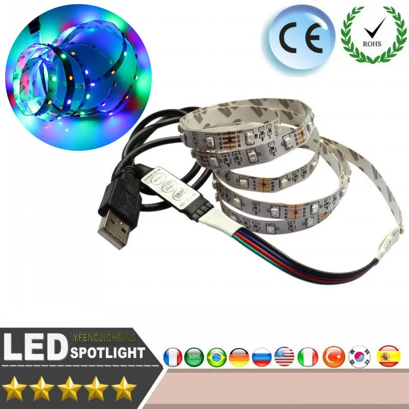 СВЕТОДИОДНАЯ лента SMD 3528 RGB 0 5 м DC5V 60 ⑤ LED USB свет ТВ фон фоторамка Рождественская