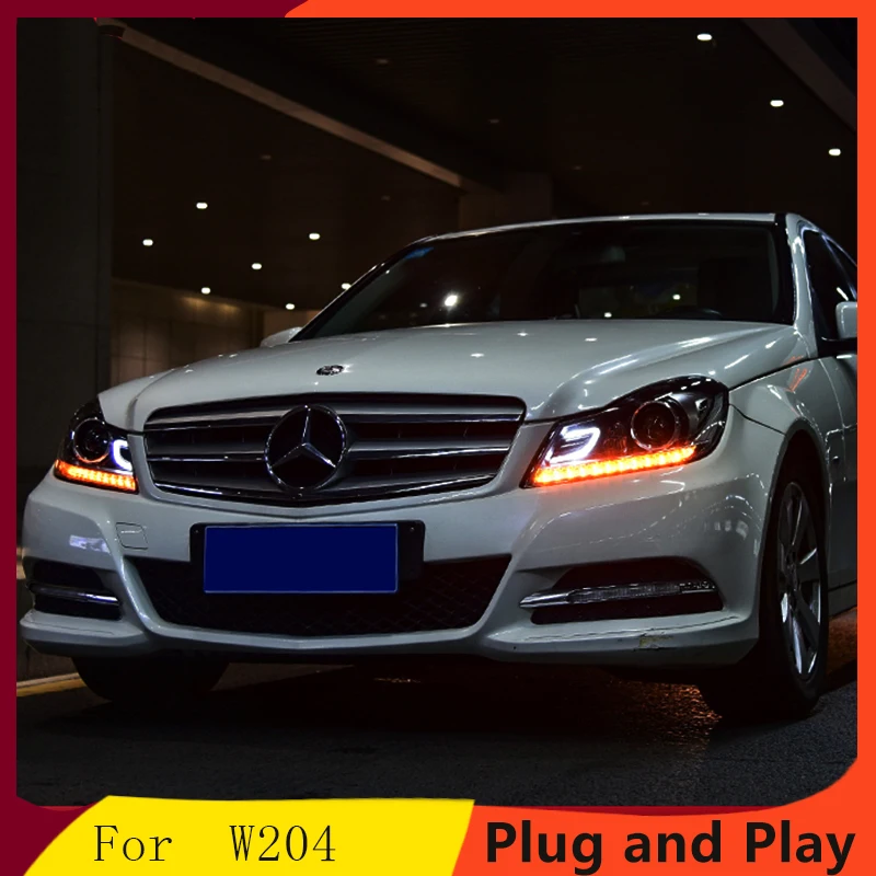 

car for Mercedes-Benz C-class W204 headlight assembly with LED daytime running lights Xenon headlights