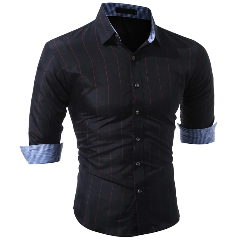 Мужские рубашки новинка Мужская Облегающая рубашка большого размера в полоску с