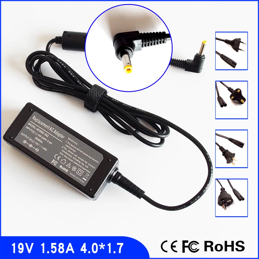 

19V 1.58A Laptop Ac Adapter Power SUPPLY + Cord for HP/Compaq Mini 540402-003 621140-001 493092-002 496813-001 NSW23579