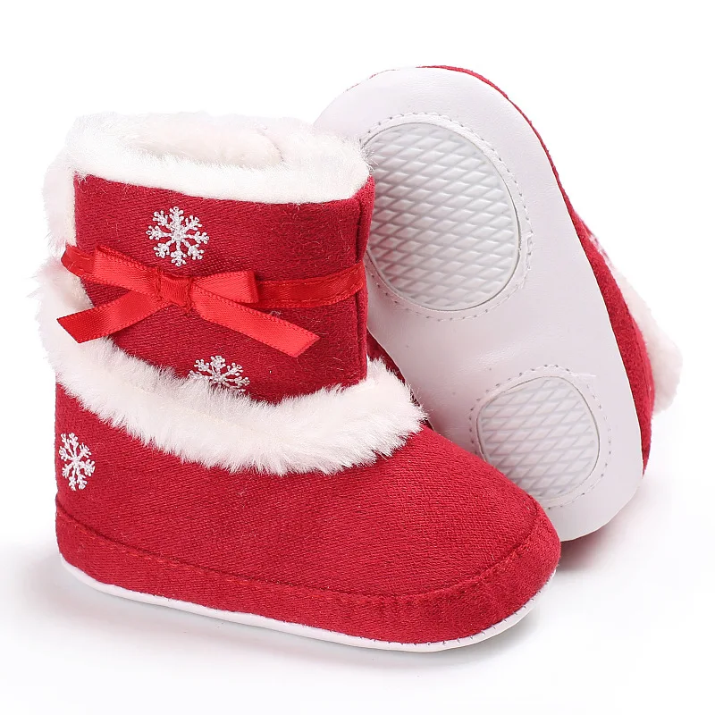 Рождественские зимние сапоги для маленьких девочек Кроше вязаный флисовый